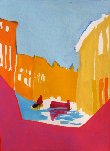 Venice Side Street Magenta; 
Gouache, 2008; 
10 x 7.5 in.